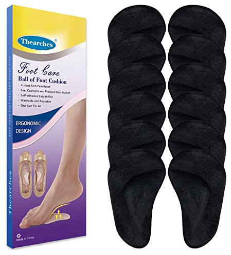 Gel Arch Support Pads Plantar Fasciitis Shoe Inserts Insole, 6 Pairs Adhesive High Arch Pad Flat Feet Shoe Inserts Arch Cushions for Relieve Pressure and Foot Pain, One Size, Unisex (Black)