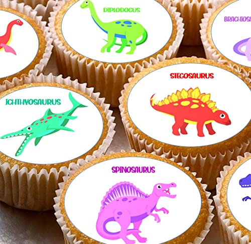 24 Dinosaur Names pre-cut edible cupcake wafer toppers