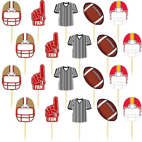 20 Stück American Football Cupcake Topper Kuchen Topper Dessert Muffin Kuchen Dekorationen für Männer Sport Geburtstag Party Gastgeschenk Fußball Mottoparty