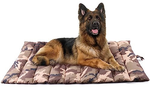 XIAPIA wasserdichte Hundematte für Outdoor, Waschbares Hundebett, Antistatik, Hygienisch, Faltbar, Große Reisedecke für Haustier 110x68 cm (Tarnbraun)