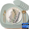 Mahewa® 6er Set Premium Tischset aus Kunstleder - Platzset abwaschbar und wasserdicht - Platzdeckchen Telleruntersetzer in Lederoptik (Salbeigrün, Oval)