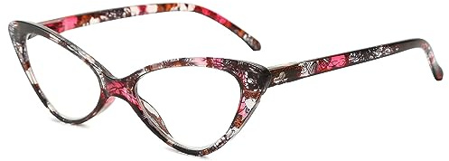 VEVESMUNDO Damen Lesebrillen Katzenaugen Modern Design Klar Lesehilfen Sehhilfe Weitsichtigkeit Brille +1.0,+1.5,+2.0,+2.5,+3.0,+3.5,+4.0 (1 Stück Rot Blumen, 1.5)