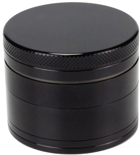 Evergreen Labs Grinder Metálico, Molinillo de Especias y Condimentos, 100% de Aluminio, 4 Piezas, Negro, 50mm
