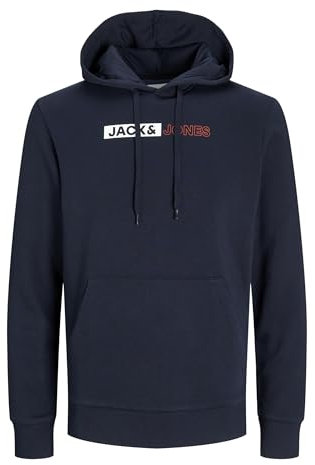 JACK&JONES Men's JJECORP LOGO SWEAT HOOD PLAY NOOS Hooded Sweatshirt, Navy Blazer/Print:PLAY 5,