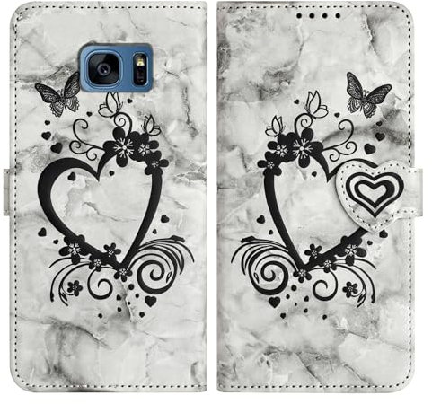 Mo-Beauty Handyhülle für Samsung Galaxy S7 Edge Hülle Leder für Samsung S7 Edge Hülle Klappbar Leder Flip Wallet Stoßfeste Case Schutzhülle Klapphülle für Galaxy S7 Edge Hülle Lederhülle (Grau)
