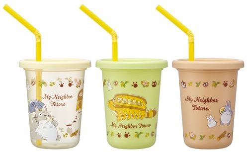 Skater SIH2ST-A Tumbler with Straw, 8.1 FL oz (230 ml), 3 Pieces, My Neighbor Totoro Cat Bus, Studio Ghibli, Made in Japan