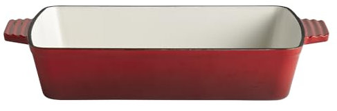 APS 88310 - Teglia da forno 5 STARS, in ghisa, adatta a induzione, adatta al forno, 33 x 24 cm, altezza 6,5 cm, 3,5 litri, colore: Rosso