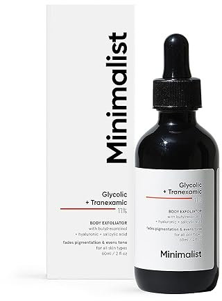 Green Velly Minimlist 11% Glycolic acid & Tranexamic acid, AHA BHA Body Exfoliator | Brightens & Smoothens Skin | Reduces Back Acne & Keratosis Pillaris | For Men & Women | 60 ml