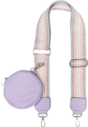 styleBREAKER Taschen Schulterriemen verstellbar Pünktchen Muster mit kleiner Börse, Wechsel Taschengurt, Handyband, Handykette 02013037, Farbe:Flieder