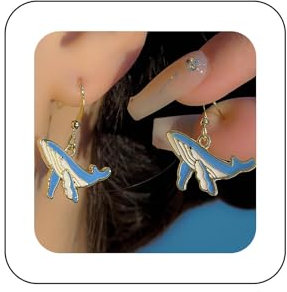 Dervivea Boho Emaille Wal Ohrringe Buckelwal Ohrringe Blauer Wal Tropfen Ohrringe Niedlich Wal Fisch Ohrringe Schmuck Für Frauen Und Mädchen