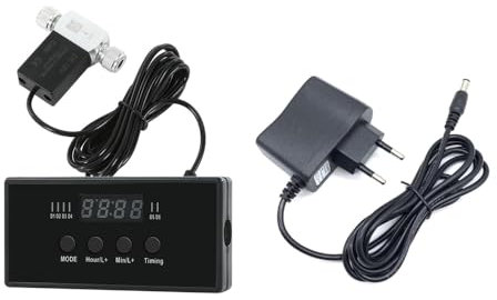 DONGKER CO2-Magnetventil mit Timing-Controller, DC 12 V Einzel-/Doppelkopf Aquarium CO2 Regler Timing-Motorventil für das Wachstum von Wasserpflanzen und Gras im Aquarium