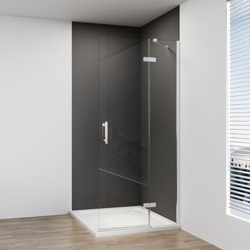 IMPTS Walk in Duschwand Dusche 90x195 cm Glaswand Glas Duschtrennwand Duschkabine Duschtrennwand Duschtüren Falttüren Rahmenlos mit Sicherheitsstange