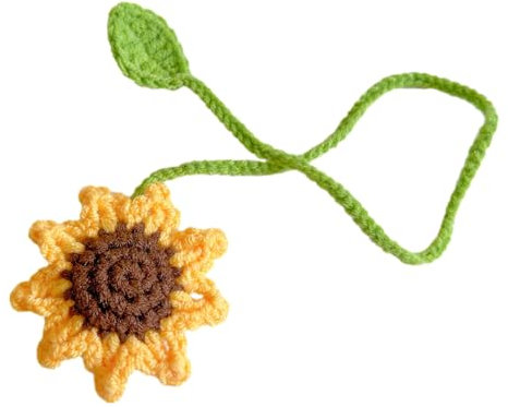 Shurzzesj Häkel-Lesezeichen, Sonnenblumen & Gänseblümchen – Gestrickte Blumen-Seitenmarker, Multifunktional, Wolle, 1 Stück
