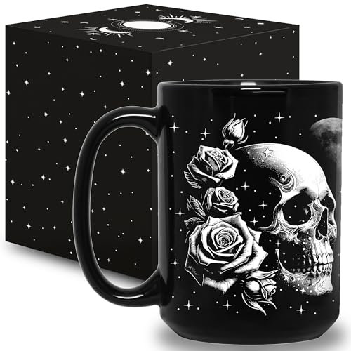 Taza de Calavera de 15 Onzas - Regalo Gótico para Mujeres y Hombres, Bruja - Taza de Café Grande Única