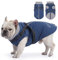 PETTOM Hundemantel für Kleine Hunde, Hundejacke Wasserdicht, Hundemantel Winter Warm und Winddicht, Wintermantel Hund Fleece, Hundemantel mit Geschirr (Blau, S)
