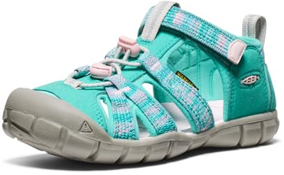 KEEN Unisex-Kinder Seacamp 2 CNX Geschlossene Zehensandalen, Bright Aqua/Giggle Pink, 5 Big Kid
