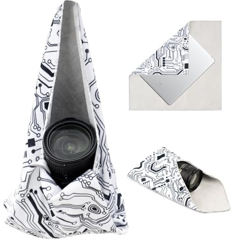 GCJUYA Protective Wrap, Camera wrap, Magic Self-Adhesive Cloth, 13.78x13.78/35x35cm Anti-Scratch Lens Camera Wrap, Folding, Washable, Lens Pouches, Soft Cloth with a Sticky for Camera and tech Gear