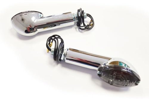 Universal Motorrad Halogen Blinker Set CATEYE 40mm Chrom smoke mit E-Prüfzeichen