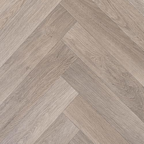 Light Wood Herringbone Effect Magic Vinyl Flooring 2.8mm Thick Lino Roll Bathroom Kitchen (2m Wide x 3m Long)