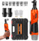 Yiyai 12V Akku Ratschenschlüsse 3/8 Zoll, 40Nm Elektrischer Ratschenschlüssel 2 x 1500mAh Akku, 7 Steckdosen und LED-Licht, Kabelloser Ratschenschlüssel für Reifen, Rohrleitungswartung - Orange