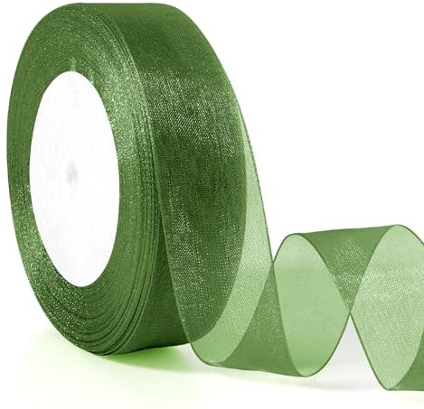 Geschenkband Weihnachten Geschenkband Grün 25mm 46m Verpackungsbänder Schleifenband Grün Geschenkverpackung Weihnachten Geschenkverpackung Geburtstag Stoffband Grün Bänder Zum Basteln Dekoband