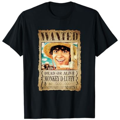 One Piece Monkey D Luffy Wanted Poster Straw Hat Pirates T-Shirt