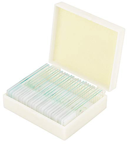 Set de 25 portaobjetos preparados para microscopio de biología - Muestras educación e investigación - Ideal para Estudiantes - Incluye Caja de