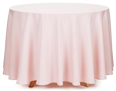 Tischdecke rund 230cm - rundes Tischtuch für Hochzeit Geburtstag - Partytischdecke Eventdeko - Tischdeko Hochzeitsdeko - Pflegeleichte Stofftischdecke für den Tisch - Rosa