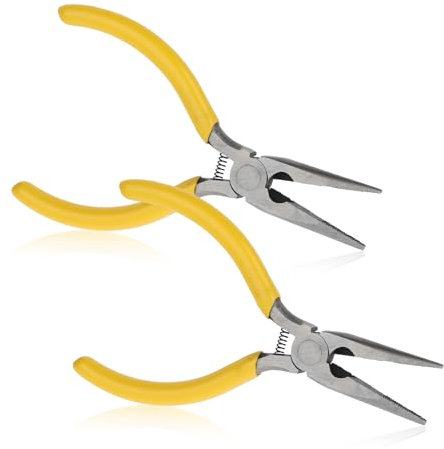 2 alicates para joyas, alicates de punta con dientes, alicates pequeños, cortadores de alambre, alicates largos para fabricación de joyas, bobinado de alambre, artesanía, reparación de joyas,