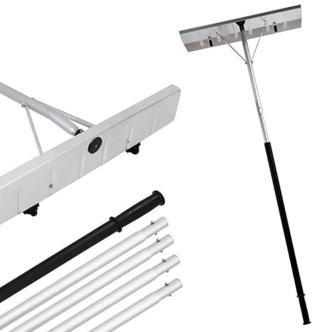 MBBTAG Rastrello da Neve per Tetto, Rastrello da Neve per tetti e Auto, Connessione Pulsante multisegmento, Rastrello da Neve Tetto, Rastrello per Tetti con Pala per Neve Estensibile