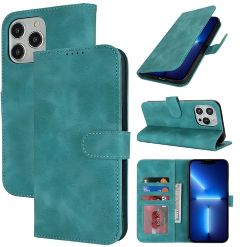 Zouzt Wallet Case for iPhone 13 Pro Max/12 Pro Max, Card Holder, Mint Green | Premium PU Leather, Shockproof TPU Shell, Magnetic Closure, Feels Good in The Hand, Anti-Fingerprint, Flip Folio Phone Cover