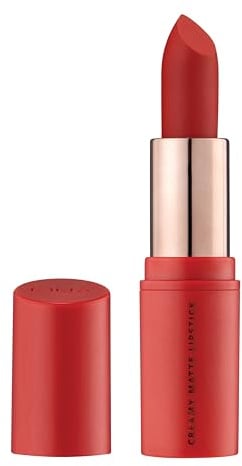 MUA Creamy Matte Lipstick, Highly Pigmented, Agenda (Pack of 1) | True Red Shade, Creamy Matte Texture, Versatile for All Skin Tones, Vegan & Cruelty Free