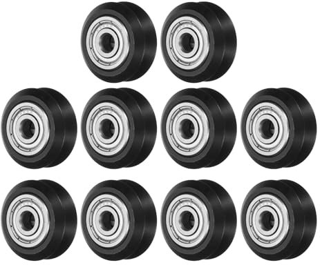 QUARKZMAN 10 Stück 3D-Drucker V Slot Rollen, Solide Hochgeschwindigkeits Gantry Räder V Slot POM Riemenscheibe Rad mit 625ZZ Doppel Schild Lager für 3D-Drucker, CNC Maschine (Schwarz)