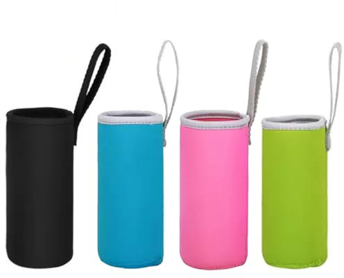 TSUOUKL Housse Isotherme en Néoprène pour Bouteille, 4 Pièces - Pochette de Protection pour Bouteilles en Verre et Acier Inoxydable, Couverture Isolante Réutilisable pour Boissons Chaudes ou Froides