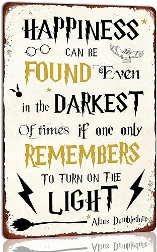 Happiness Can Be Found Even in the Darkest Magic Wizard Vintage-Blechschilder für Küche, Bar, Café, Zuhause, Wanddekoration, Metallschilder, Retro-Schild, Poster, 30,5 x 40,6 cm