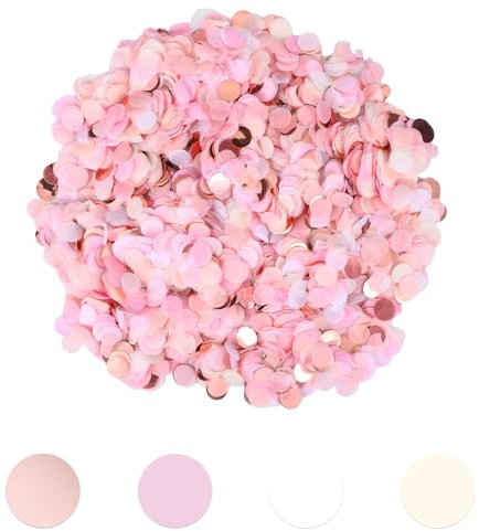 50g Konfetti Bunt 1cm Papier Confetti Party Dekoration Konfetti Geburtstag, Streudeko für Hochzeit, Tischdeko Zurück zur Schulzeit, Weihnachtsdekorationen Muttertag, Erntedankfest (Rose Gold)
