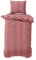 Visaggio Bettwäsche Baumwolle Jersey 155x220 cm Bettbezug Garnitur Set YKK Reißverschluss Rosa Rot Bordeaux Zick Zack Muster 4-Jahreszeiten