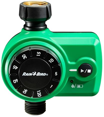 Rain Bird 1ZEHTMRS - Timer per tubo flessibile, a una zona/stazione, funzionamento a batteria, filettatura per tubo da giardino da 3/4, ingresso in ottone resistente