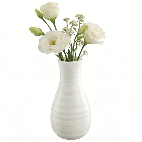 Unzerbrechliche Blumenvase Moderne Geometrische Vase, Kunststoffvase Blumenvasen Langlebige Kleine Vasen Deko Kreative Blumenarrangement Behälter für Home Büro Wohnzimmer Tisch Hochzeit, Weiß (B)