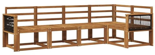vidaXL Outdoor-Sofagarnitur 5 pcs Natur Massivholz Akazie, Garten, modernes Outdoor-Sofa, wetterfestes Lounge-Möbel, perfekte Terrasse für gemütliches Sitzen