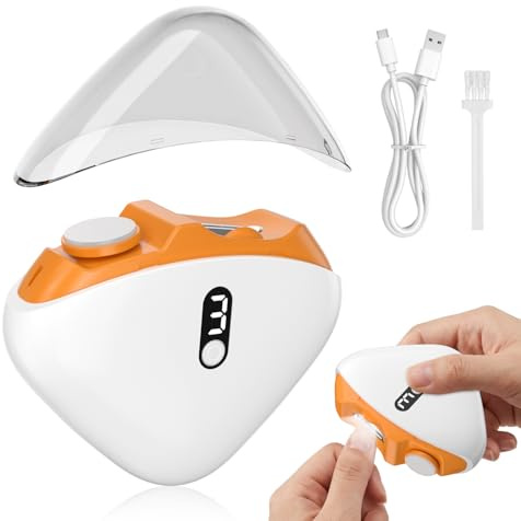 Coupe-Ongles Électrique Amélioré 2026, Portable Coupe-Ongles et Polisseuse Électrique Automatique 2 en 1, 3 Vitesses, Chargement USB-C, Silencieux, Lumière LED, Pour Bébés, Adultes et Seniors (Orange)