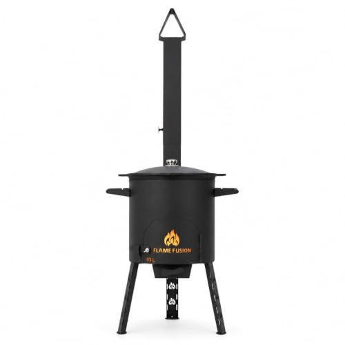 FlameFusion Utschak S réchaud à bois avec Kazan 10 litres inclus [taille au choix] - four à Kazan Uchag pour griller & cuisiner