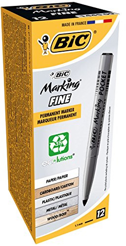 Bic Marking Permanent Markers Fine Tip Black 12 Box