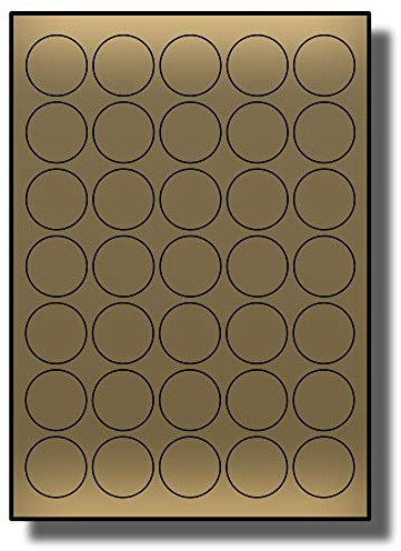 Label Planet® 35 Per Page/Sheet, 5 Sheets (175 Round Metallic Gold Sticky Labels), Coloured A4 Circular Circle Dots for Pricing/Labelling/Coding, for Laser Printers Only LP35/37R M, 37MM ⌀ Circles