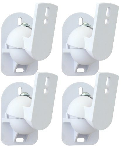 White Universal Speaker Wall Brackets Mounts 4 pcs