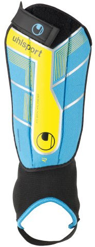 uhlsport Schienbeinschoner Flex Plate, schwarz/Cyan/Lime, M, 100676601