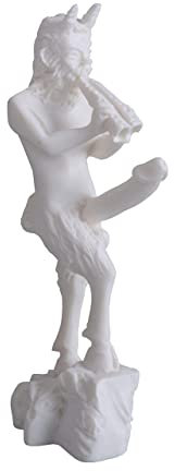 Erotische Figur Satyr Pan & riesen Penis Phallus Symbol Faun Figur Polystein Weiss IS249 Palazzo Exklusiv
