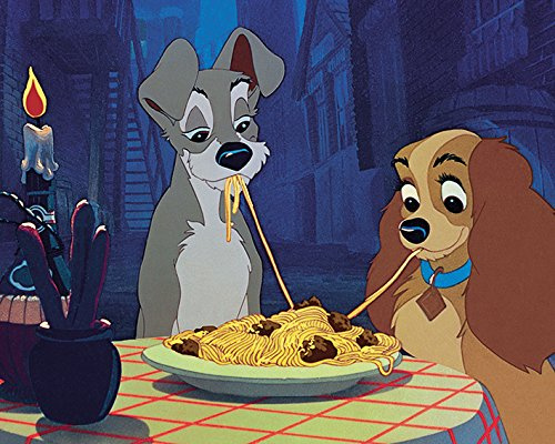 Disney Lady and The Tramp 40 x 50 cm, Leinwanddruck Mehrfarbig
