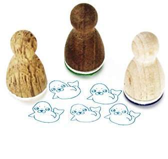 Stemplino® Ministempel - Motiv: Rainer Robbe - 12mm Durchmesser - Holzstempel Kinder Stempel Bullet Journal Stempel mit Robben