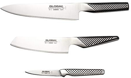 Global Knives G-2515 3 Piece Kitchen Knife Set, CROMOVA 18 Stainless Steel